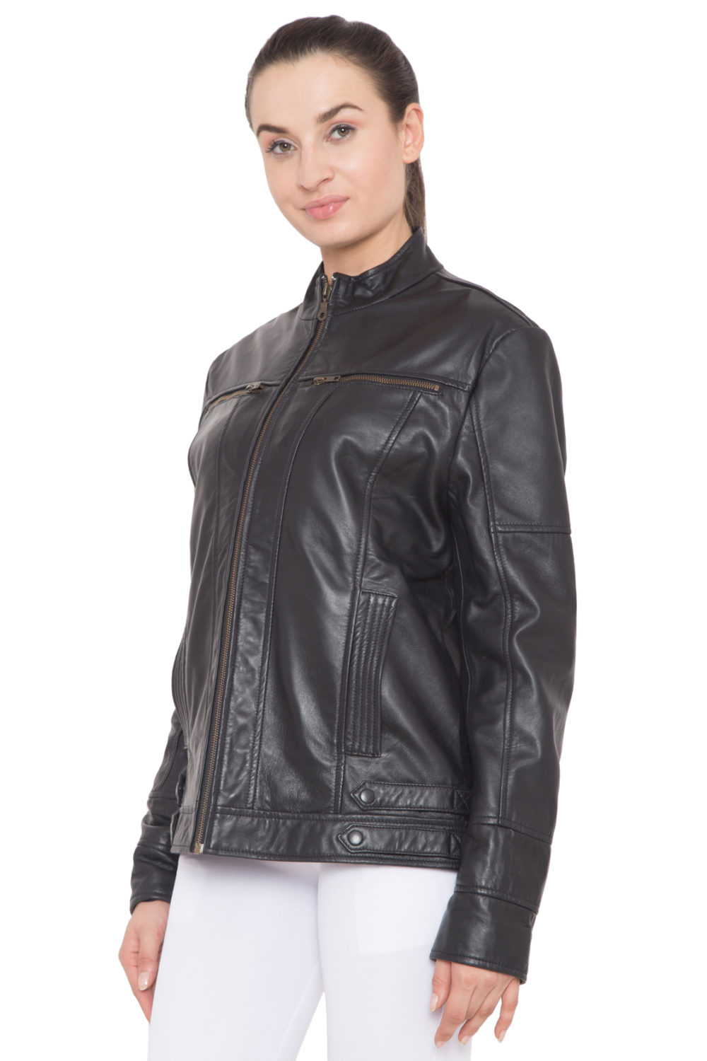 BLACK FULL LEATHER JACKET-WOMEN