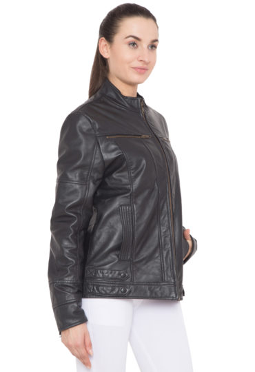 BLACK FULL LEATHER JACKET-WOMEN