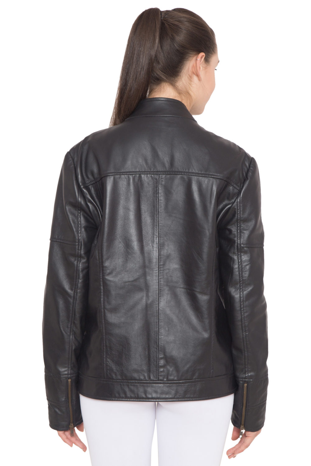 BLACK FULL LEATHER JACKET-WOMEN