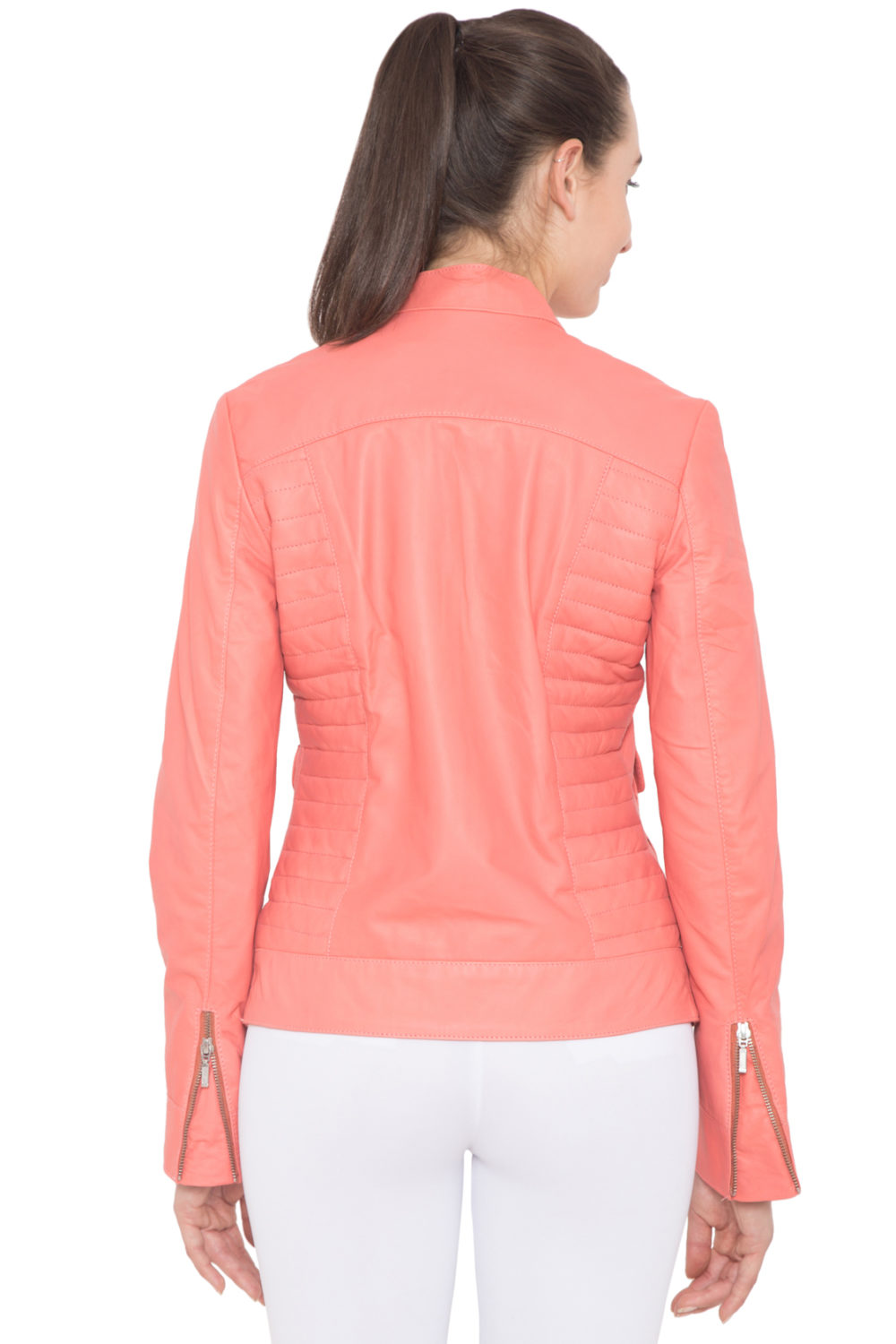 PINK FULL LEATHER JACKET-WOMEN