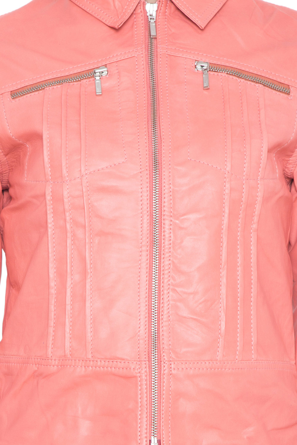 PINK CORAL FULL LEATHER JACKET-WOMEN