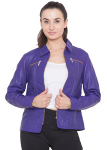 PURPLE FULL LEATHER JACKET-WOMEN