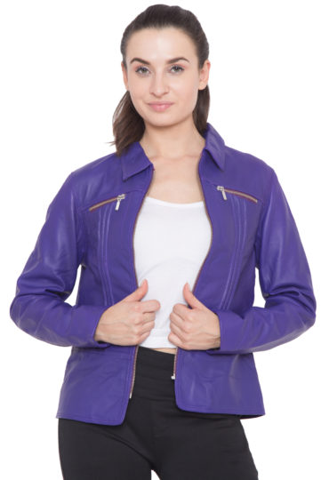 PURPLE FULL LEATHER JACKET-WOMEN