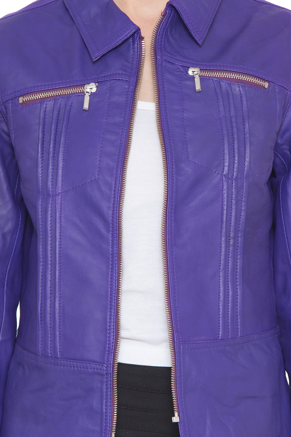 PURPLE FULL LEATHER JACKET-WOMEN