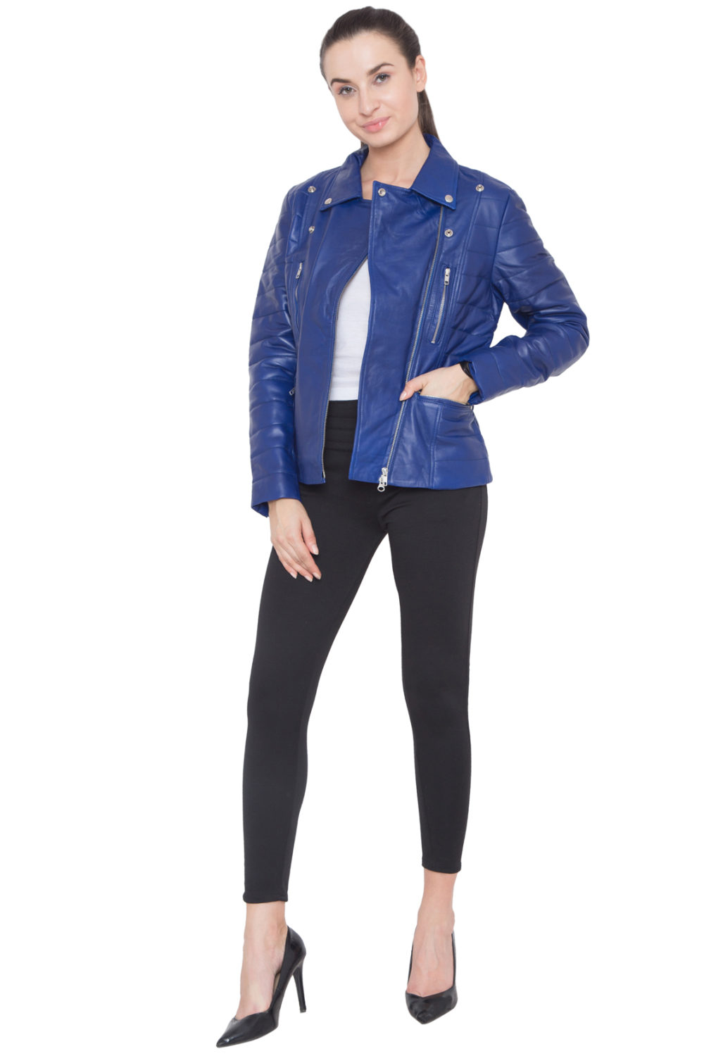 PURPLE BIKER FULL LEATHER JACKET-WOMEN