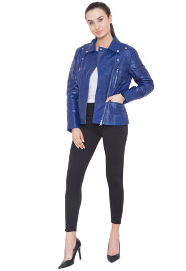 PURPLE BIKER FULL LEATHER JACKET-WOMEN