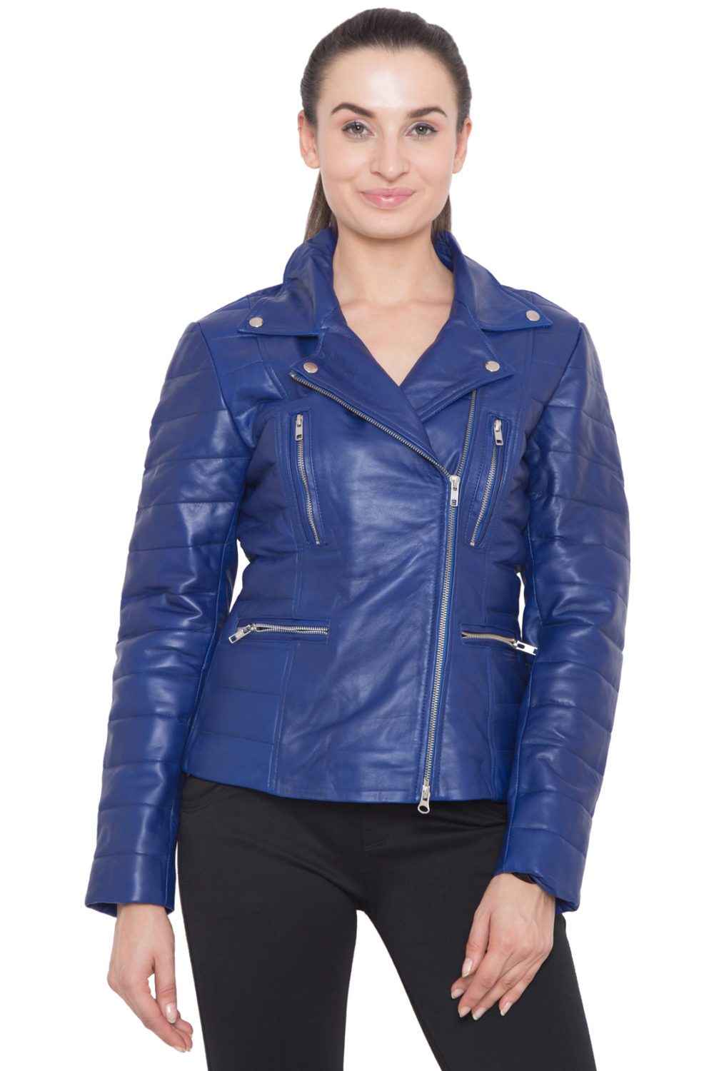 PURPLE BIKER FULL LEATHER JACKET-WOMEN