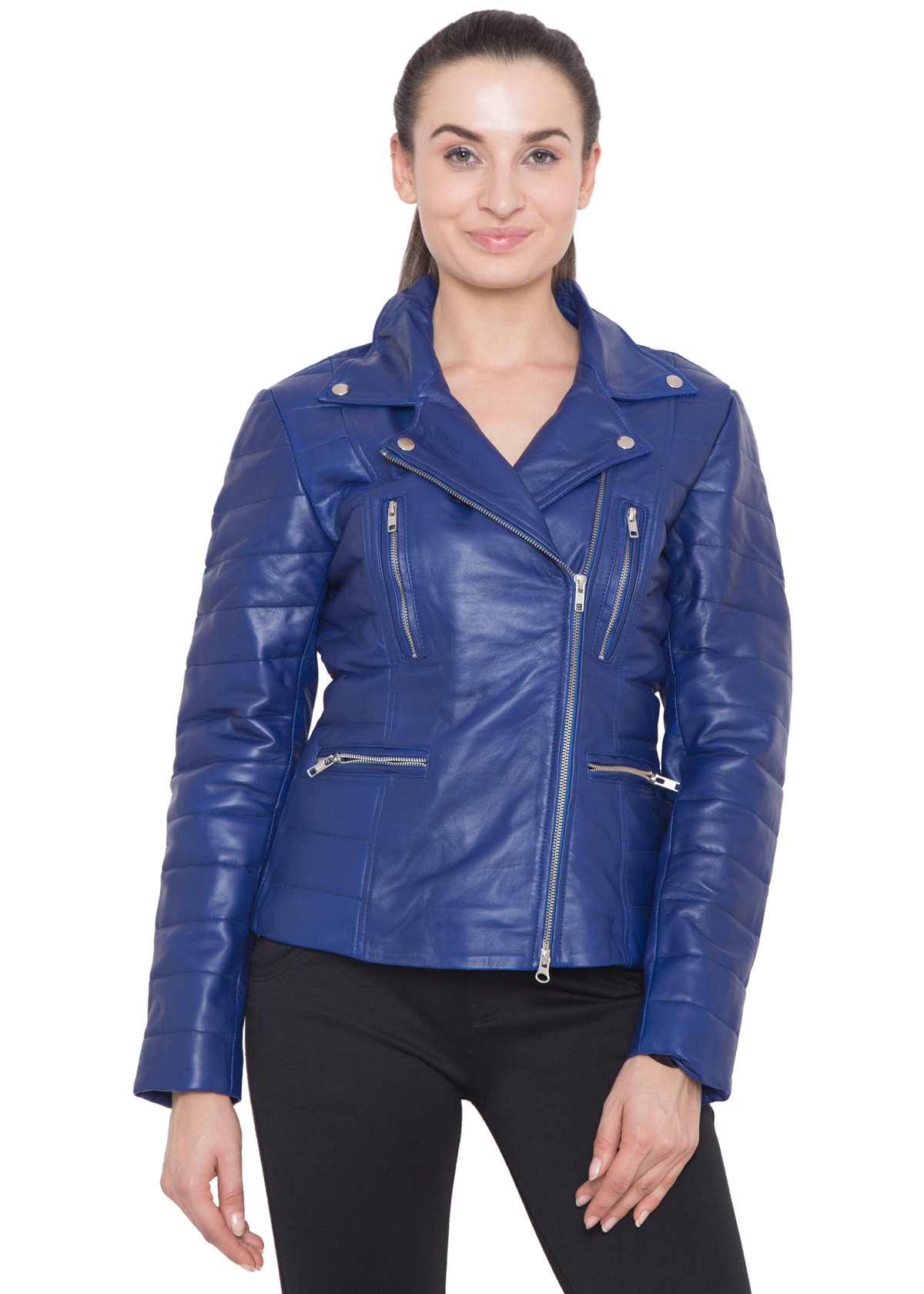 PURPLE BIKER FULL LEATHER JACKET-WOMEN