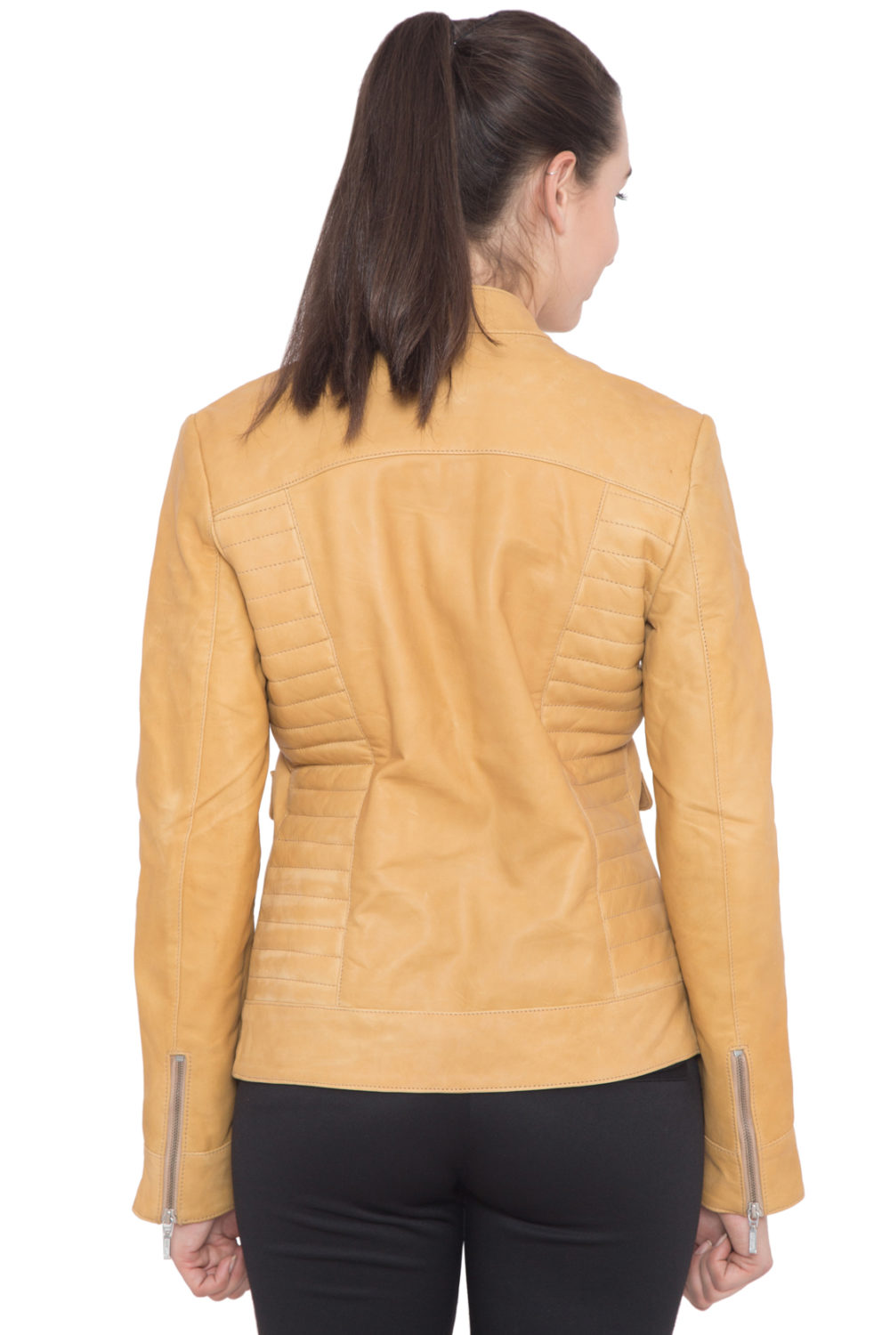 TAN YELLOW LEATHER JACKET - WOMEN