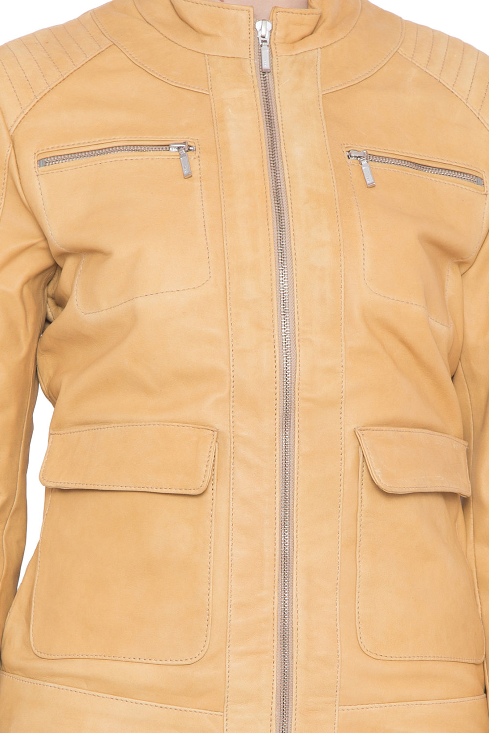 TAN YELLOW LEATHER JACKET - WOMEN