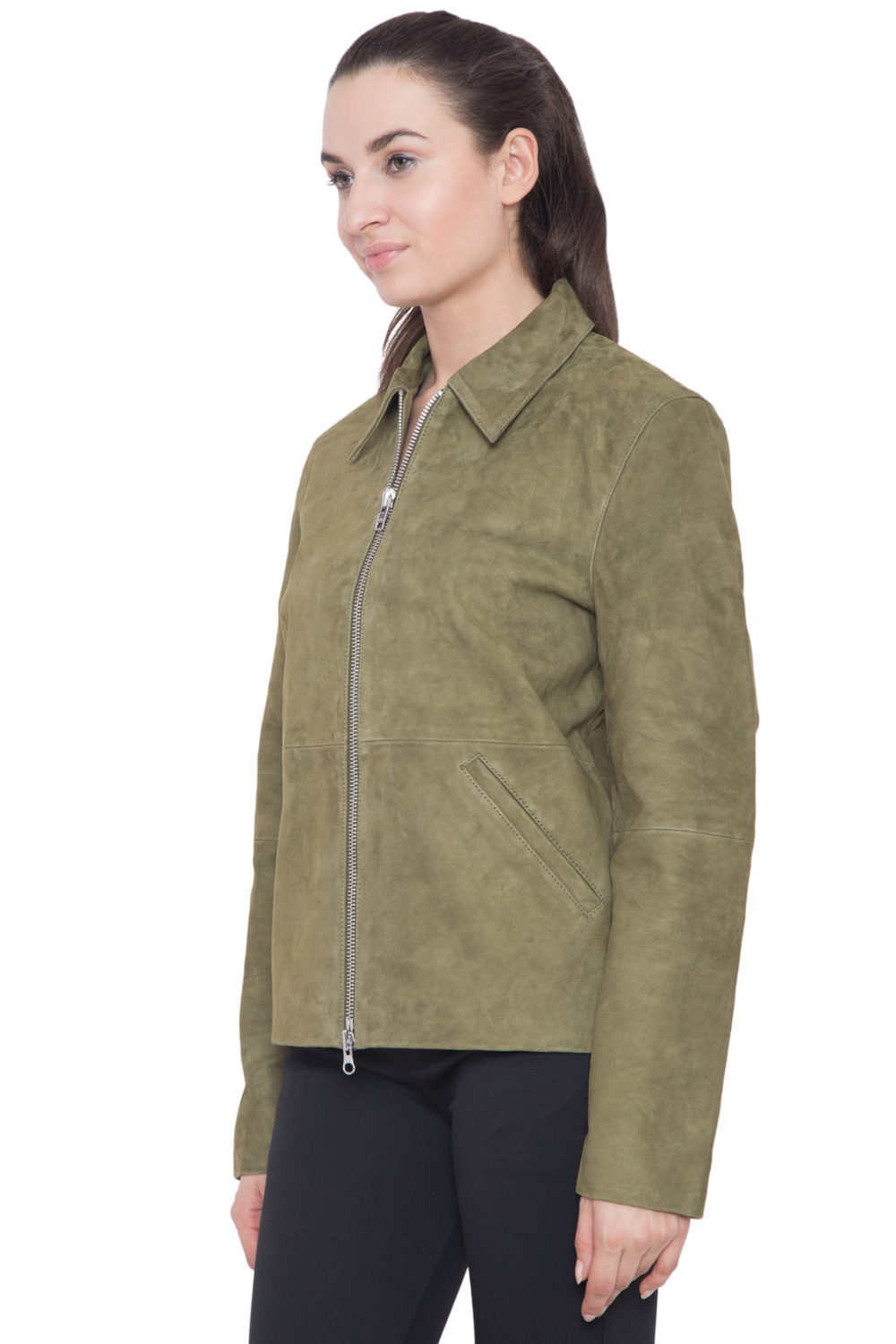 PINK LEATHER LONG JACKET - WOMEN