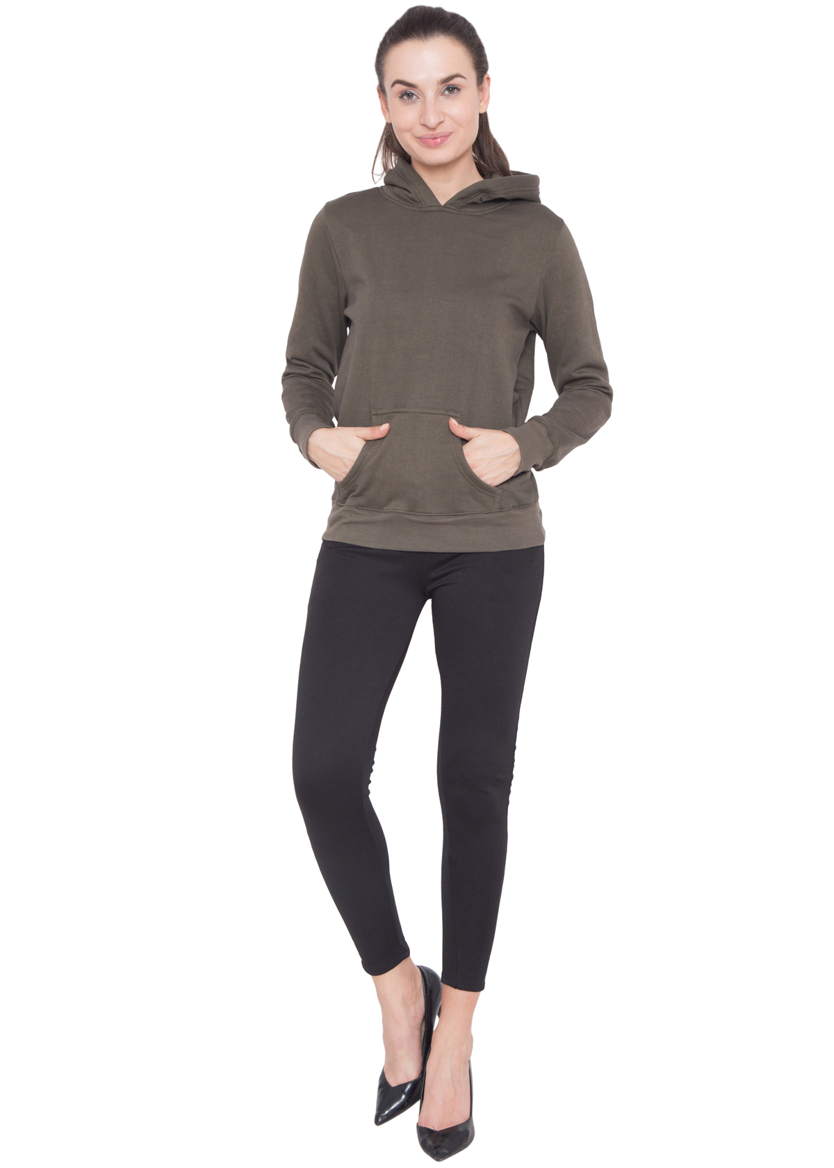 DARK GREY FLEECE HOOD - WOMEN - Image 2