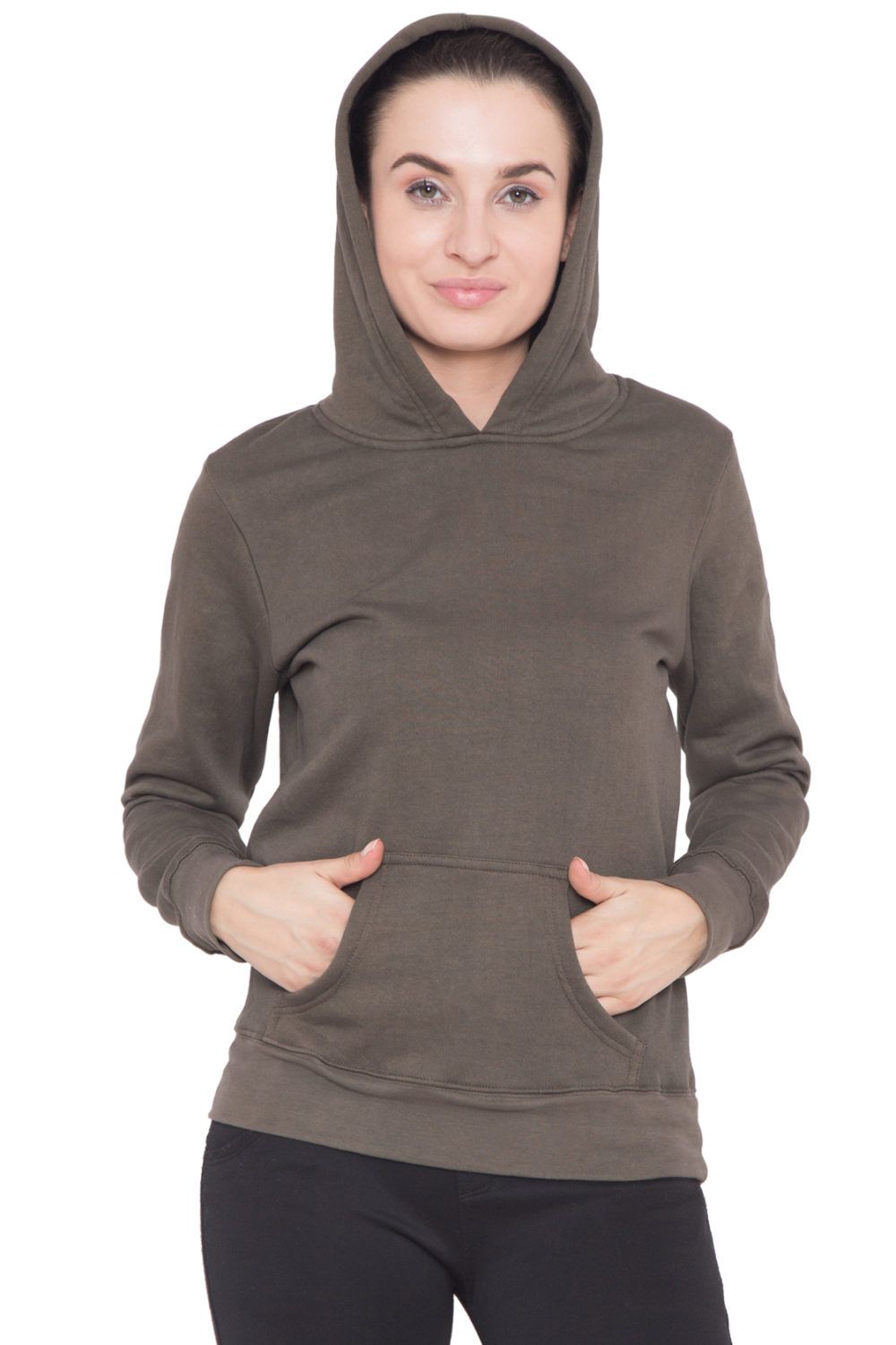 DARK GREY FLEECE HOOD - WOMEN